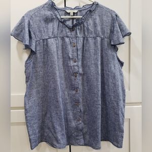 HESTER & ORCHARD Linen Blend Denim Top
